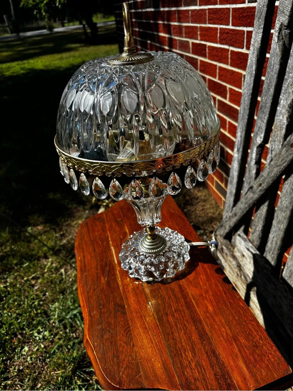 Vintage Michelotti Glass Crystal Boudoir Parlor Lamp